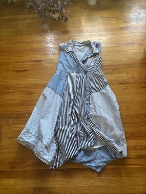 Pilcro Blue and White Striped Maxi Dress